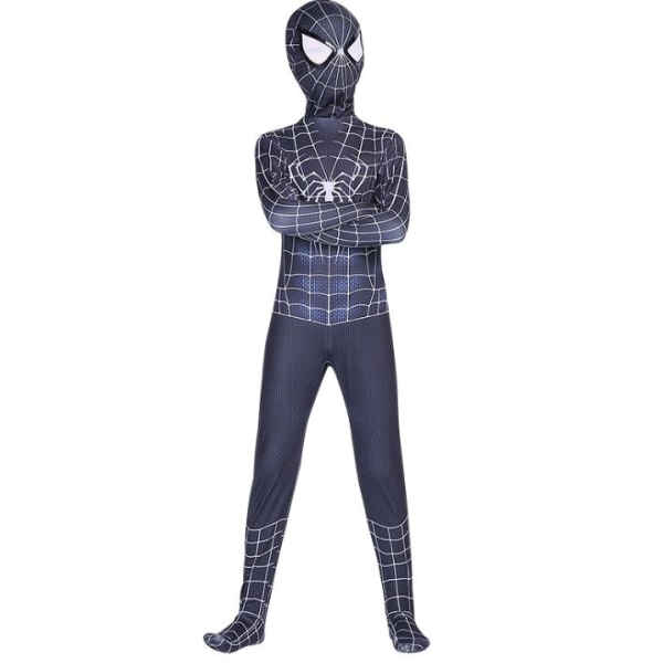 Barn Gutter Spiderman Fancy Dress Fest Jumpsuit Cosplay kostyme Svart kamuflasje 110cm Black white 140cm