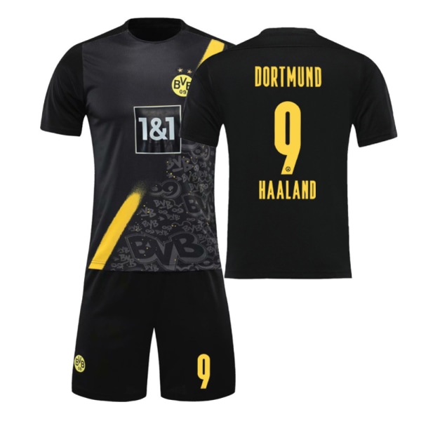 Dortmund Away Haaland Kids fotballdrakter for gutter black 8-9 Years