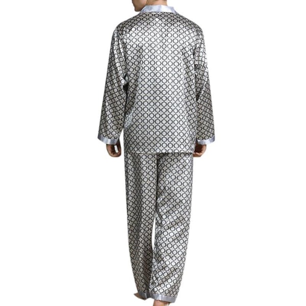 Pyjamassæt til mænd T-shirt Lounge underdele Bukser Nattøj Suit Pjs Silver XL