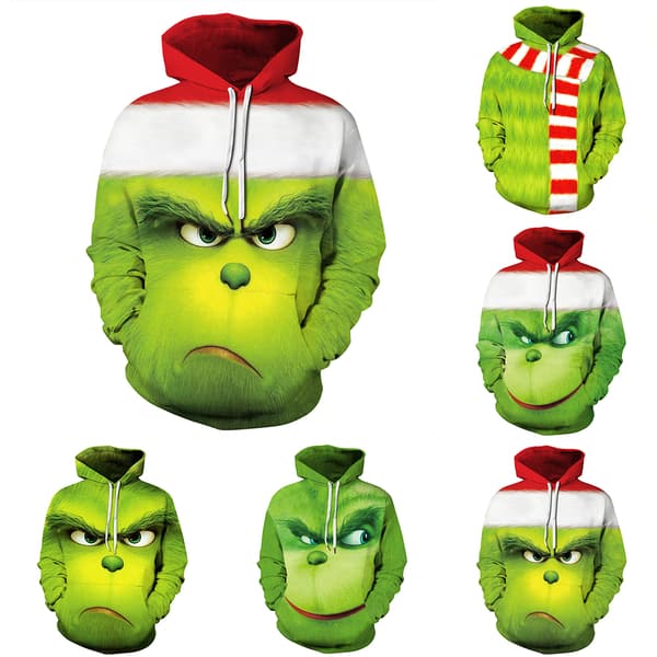 Barn The Grinch's Hoodies Sweatshirt Pullover Hooded Jumper Present D 140cm