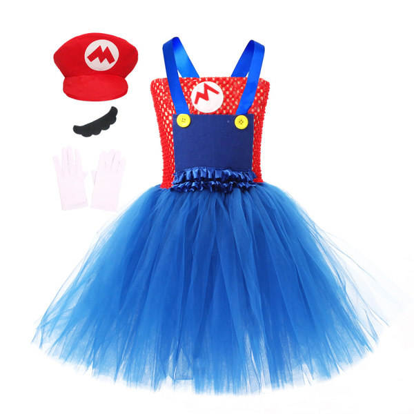 Mario Dress for Kids Prinsessekostyme til Halloween-bursdagsfest red S