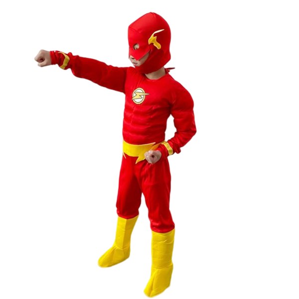 Flash-cosplay-asut lapsille Yksiosainen kansi Red L M