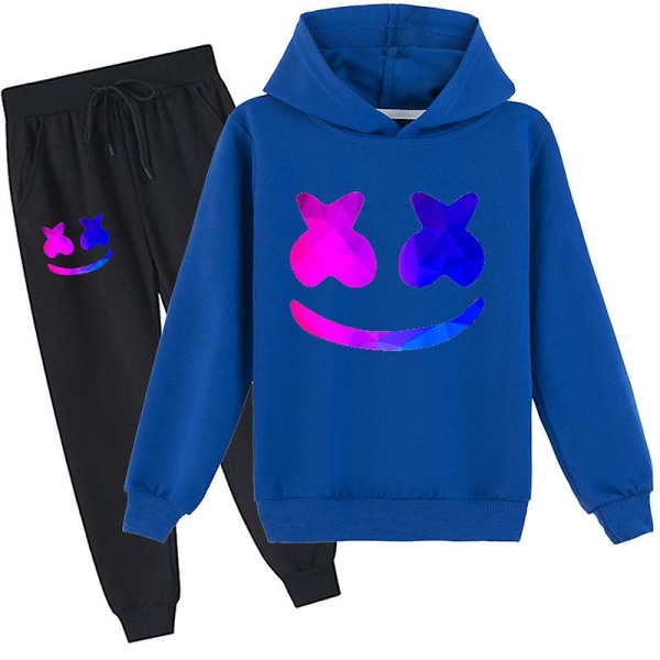 Marshmello Cotton Candy Dj Middle School Hoodie+ set för pojkar och flickor navy blue 130cm