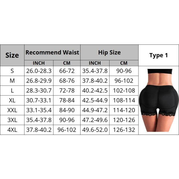 Polstret rumpeløfter Korrigerende undertøy Butt Enhancer Body Shaper Modelleringsstropp Fake Hip Shapwear Undertøy Push Up Truse Svart 0 Black XXL