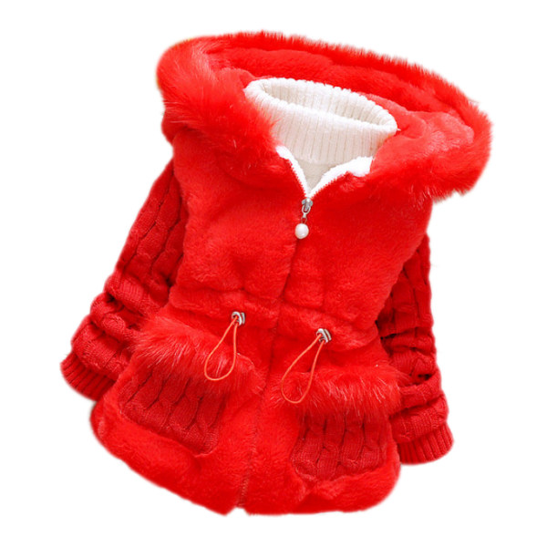 Baby piger Småbørn varm jakke frakke red XL