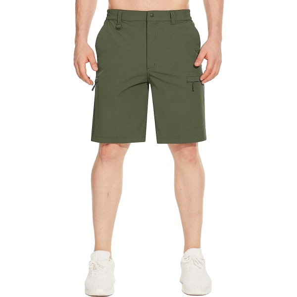 HAUFR Herre Hiking Cargo Quick Dry Shorts Letvægts campingshorts med 5 lommer Army Green 36