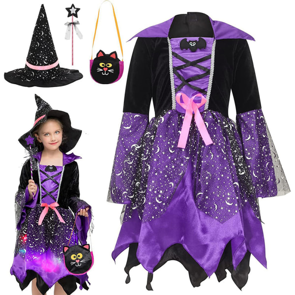 Halloween Cosplay Anime Kostume Witch Glowing Dress til børn L