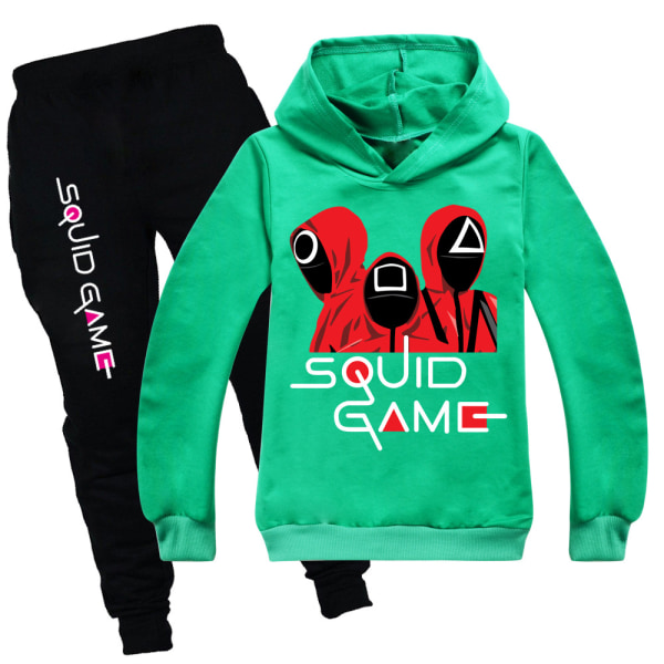 Squid Game Sport Casual Hættetrøje Sweatsuit + bukser Børnetøj green 120cm