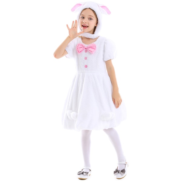 Påskehare Cosplay kjole for barn White 140-150cm