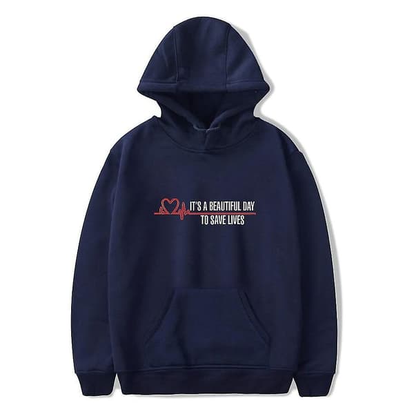 Grey's Anatomy American Drama Intern Hettegenser Pullover Graphic Print Hettegensere Blue XXL