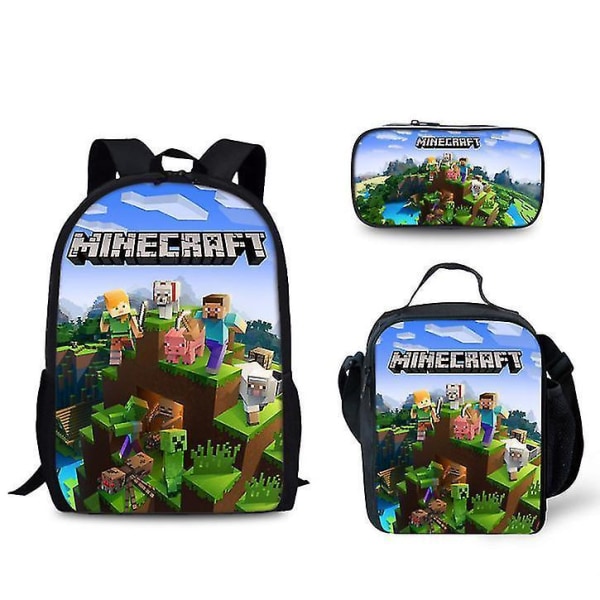 Den nye Minecraft-tema skoletaske til folkeskoleelever 3-delt sæt