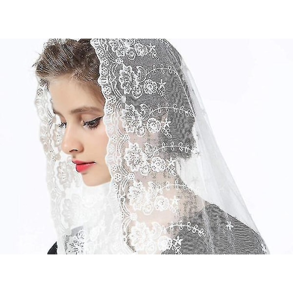 Blommig spetsslöjor Huvudtäckande Latin Mass Mantilla