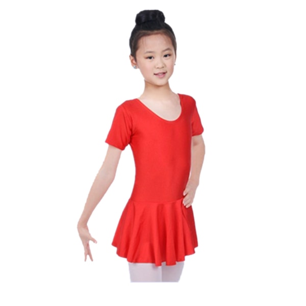 Børneballetkjole trikot med nederdel dansekostumer Tutu Red 130cm