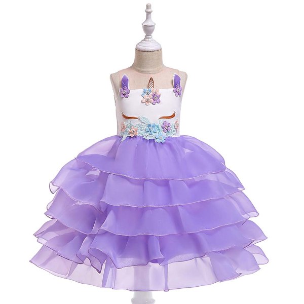 Kids Unicorn Mesh Nederdel Tutu Nederdel Performance Kjole Tutu Kjole purple 150cm