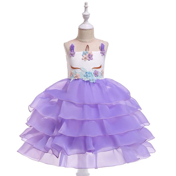 Kids Unicorn Mesh-skjørt Tutu-skjørt Performance-kjole Tutu-kjole purple 150cm