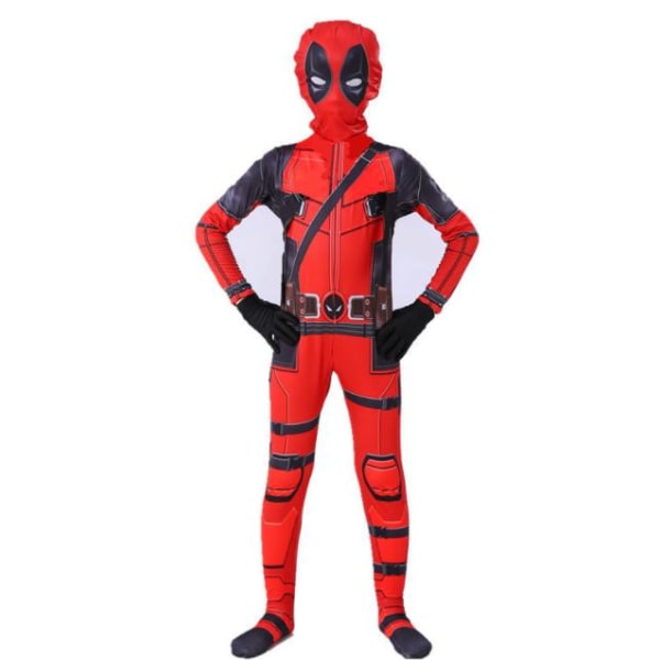 Lasten poikien Deadpool Fancy Dress Jumpsuit -cosplay-asu 130cm