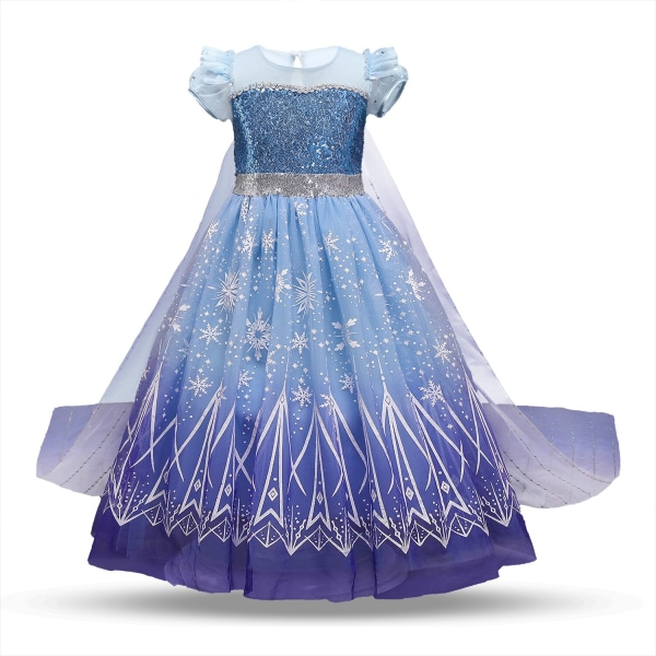 Frozen Elsa prinsessklänning mesh cape cosplay klänning