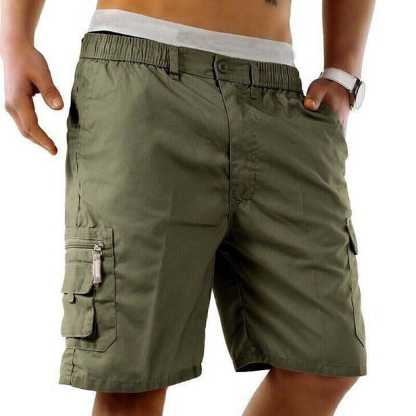 Herre Combat Cargo Lommer Sweat Shorts Sommerbukser Buttoms Green XL