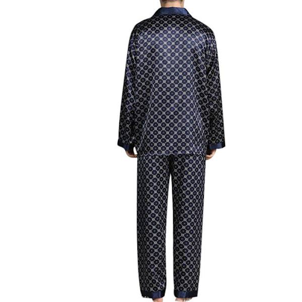 Pyjamassæt til mænd T-shirt Lounge underdele Bukser Nattøj Suit Pjs Navy Blue XXL