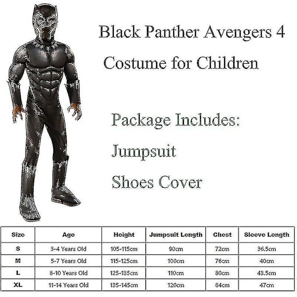 2023 Black Muscle Jumpsuit Panther -asu lapsille Eläimen yläleopardi Halloween-lapsille Purim Carnival Cosplay CNMR XL S