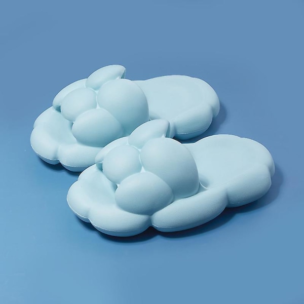 Sommar Söta Ägg Moln Sliders För Kvinnor Eva Mjuk Tjock Indoor Halkfria Tofflor Sky blue 36 37