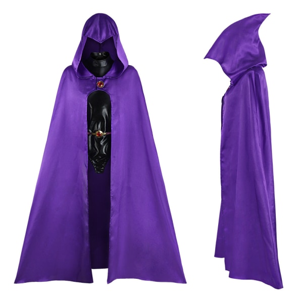 Teen Titans Raven Cosplay Party Costume Bodysuit med Cape Set 2XL