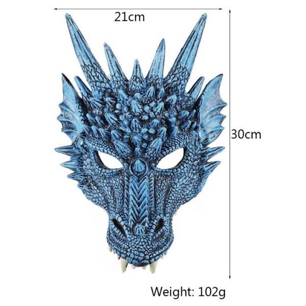 Unisex Halloween 3D Dragon Mask Carnival Cosplay Fancy mekko Red
