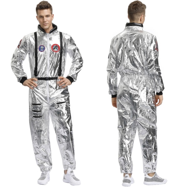Astronautti Spaceman Cosplay -asu, hopea avaruuspuku XL