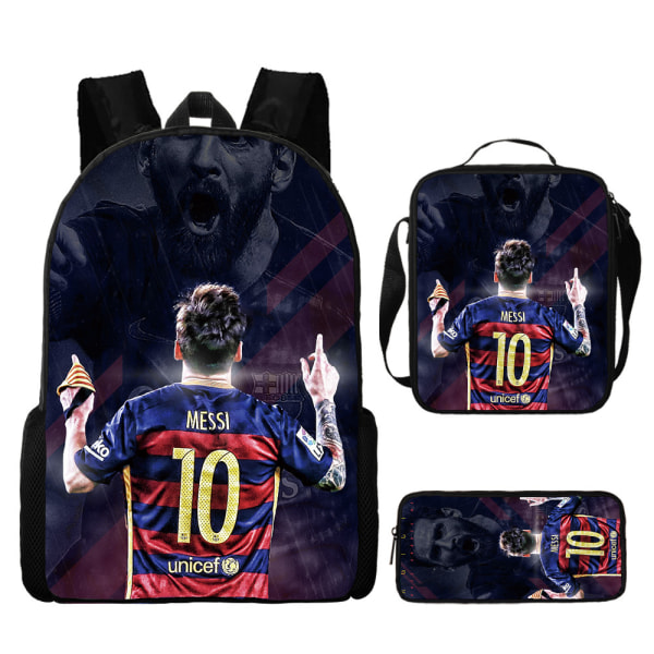 3stk/sett fotballstjerne Lionel Messi ryggsekk student skolesekk P1 Only satchel