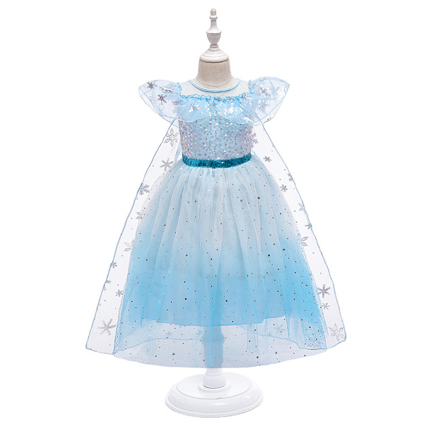Prinsesse Elsa Kostume til børn Halloween Fest Cosplay Kjole Julekarneval cm Blue 100