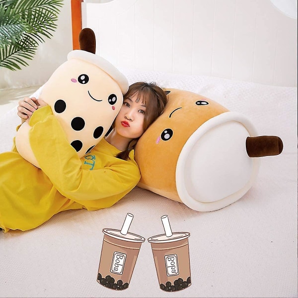 9,8" Boba Tea Plysj utstoppet leketøy Brown Bubble Tea Bubble Plysjpute Hjemmemyk puttepute gave (brun, 9,8")