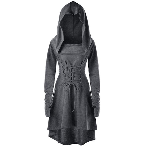 Naisten hupullinen mekko nauhalla Halloween Cosplay Cloak M grey XL