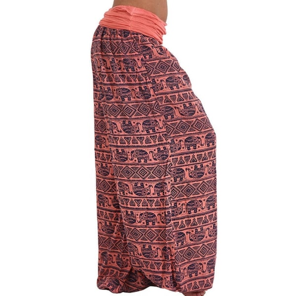 Baggy Harem Pants for kvinner eggings Hippie Yoga Pants red L