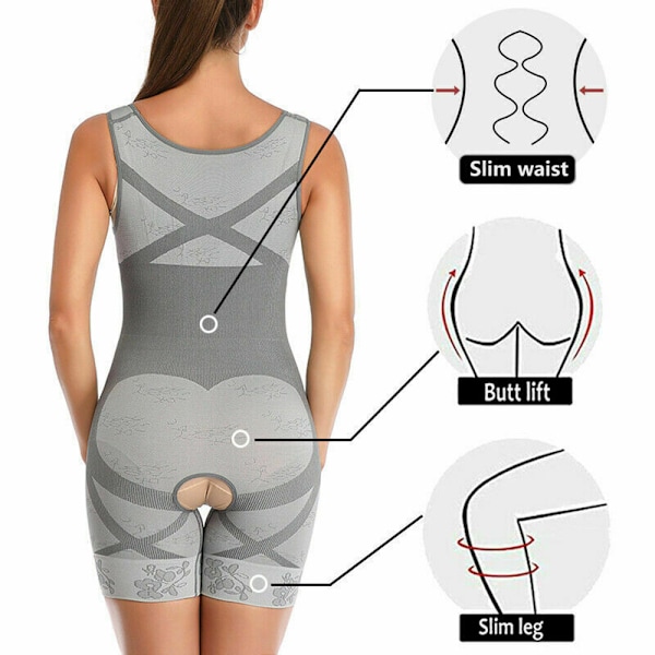 Dame Shapewear Dam Body Shaper GRÅ L-XL Grå Grey L-XL