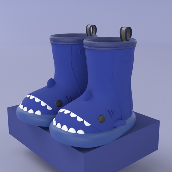 Nye sklisikre regnstøvler med hai-angrep Blue1 19cm