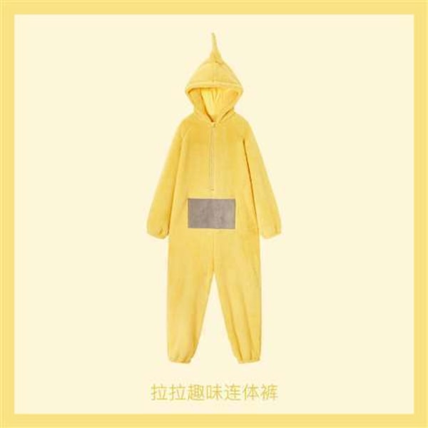 Teletubbies Kostym Vuxna Pyjamas Pyjamas Sovkläder Jumpsuit LaLa Teletubbies Adult M