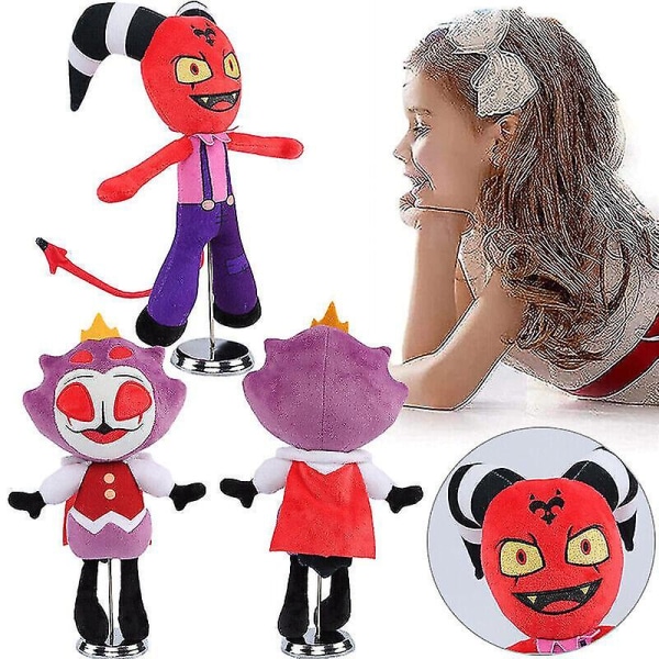 Helluva Boss 2 plyschleksaker Blitzo Moxxie Millie Loona Monster Devil Dolls 30 cm Purple four eyed devil