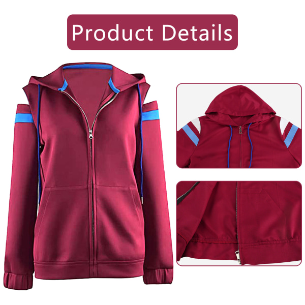 Scarlet cosplay kostym dam kappa hoodie häxa karneval outfit Red M