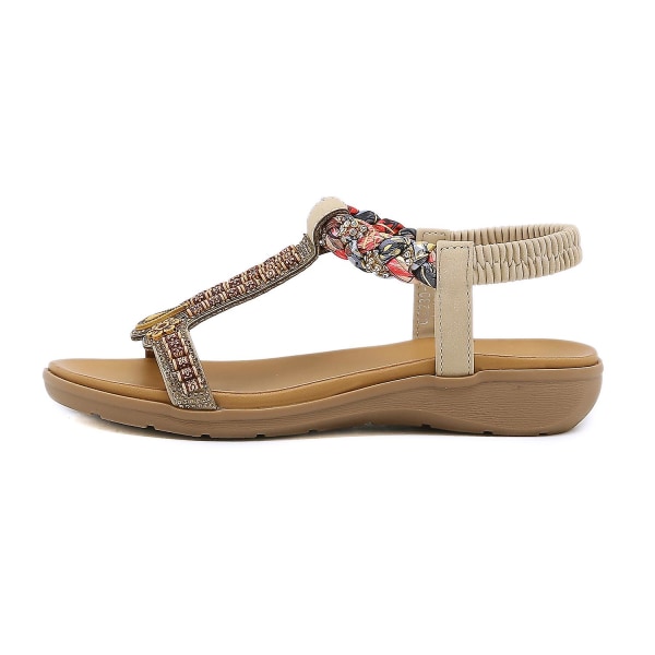 Sommer nye kvinners sandaler Elastisk bånd Lette og komfortable sandaler Apricot EU 42