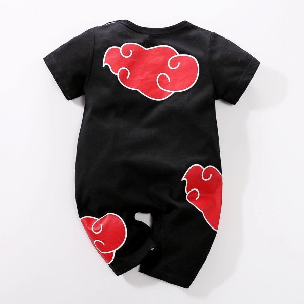 AVEKI Newborn Baby Pojkar Flickor Anime Romper Bomull Långärmad Cosplay Cosplay Kostym Jumpsuit Outfit, 6-9 månader, 73 cm, svart