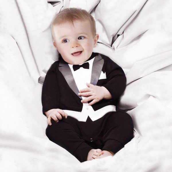 Baby Kid Boy Cotton Gentleman Jumpsuit Romper black 0-6m