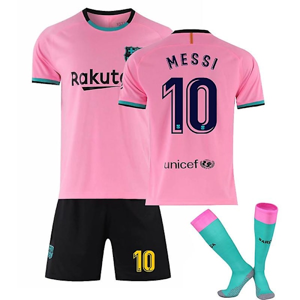 21/22 Barn Vuxna Fotbollströja Full Kit Pojkar Träningsdräkt 20 21 Barcelona Third Messi 10 Kids 26(140-150CM)