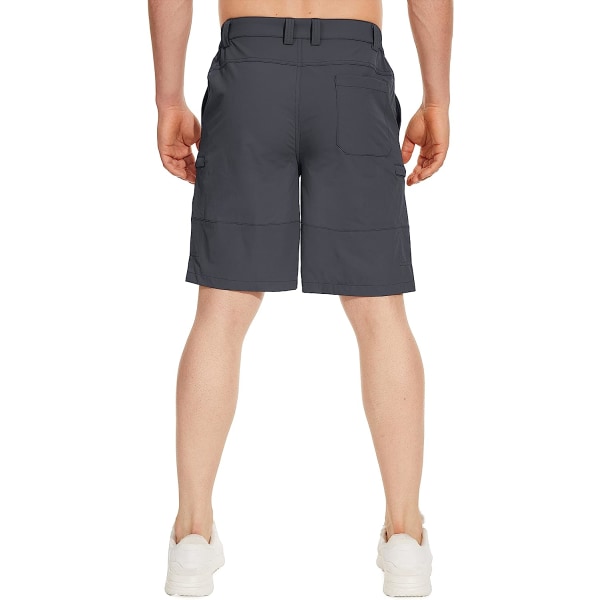 HAUFR Miesten Hiking Cargo Quick Dry Shortsit Kevyet retkeilyshortsit, joissa 5 taskua Dark Grey 38