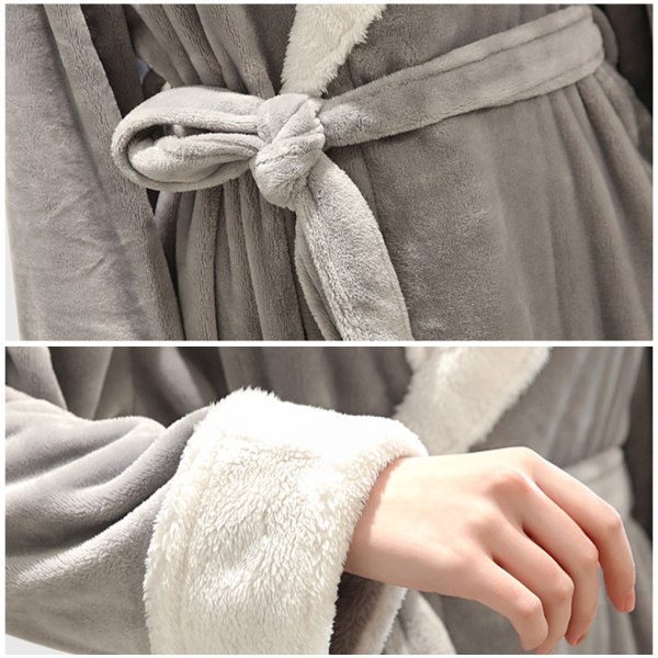 Long Robe Warm Holder badekåpen varm Nattkjole Hudvennlig Grey XL