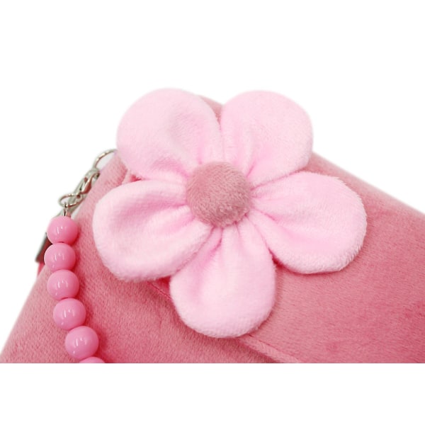 Little Girl Fashion Flower Messenger Skulderveske Plysj Pink