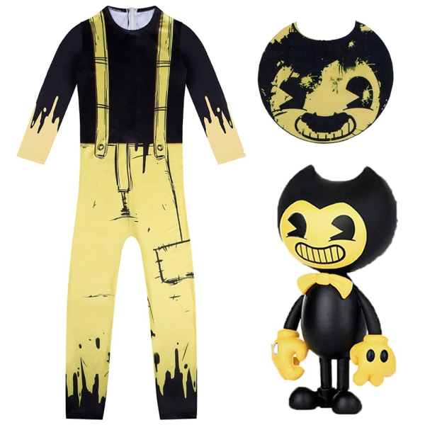 Kid Bendy And The Ink Machine Kostume Cosplay Jumpsuit Mask Prop