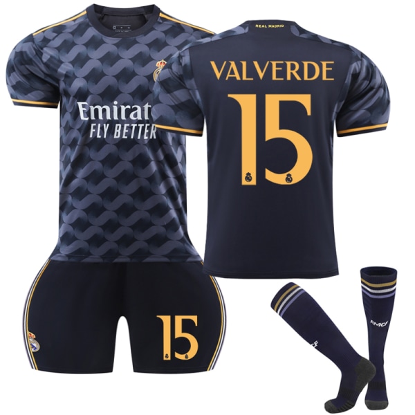 2023-2024 Real Madrid Bortefotballskjorte for barn nr. 15 Valverde K 24