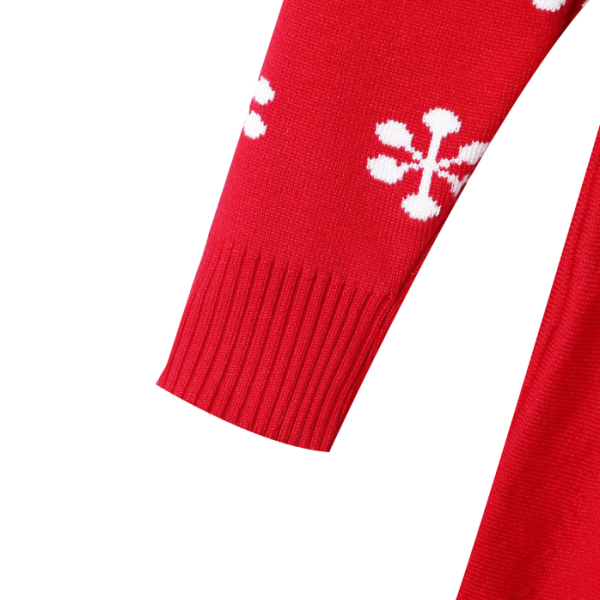 Flickor Julklänningar Casual Stickad Långärmad red 100cm