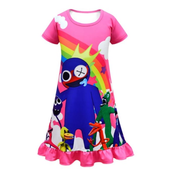 Jenter Rainbow Friends Dress Tegneserietrykk Uformelt rose red 140cm