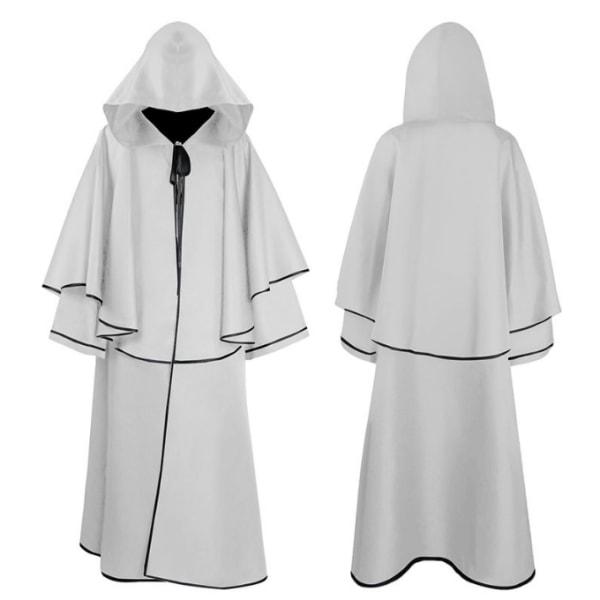 Miesten keskiaikainen hupullinen tunika Halloween Cosplay -asuun zy white S